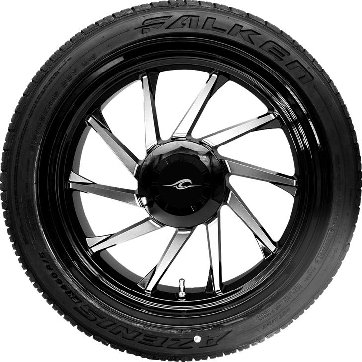 Hurricane 3D Rear Left Wheel - Black Cut (18") | Falken Tire (215/45Zr18) Pkg-Hurl-187T-Bm