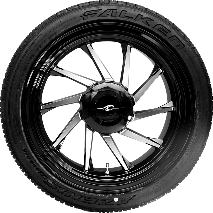 Hurricane 3D Rear Right Wheel - Black Cut (18") | Falken Tire (215/45Zr18) Pkg-Hurr-187T-Bm