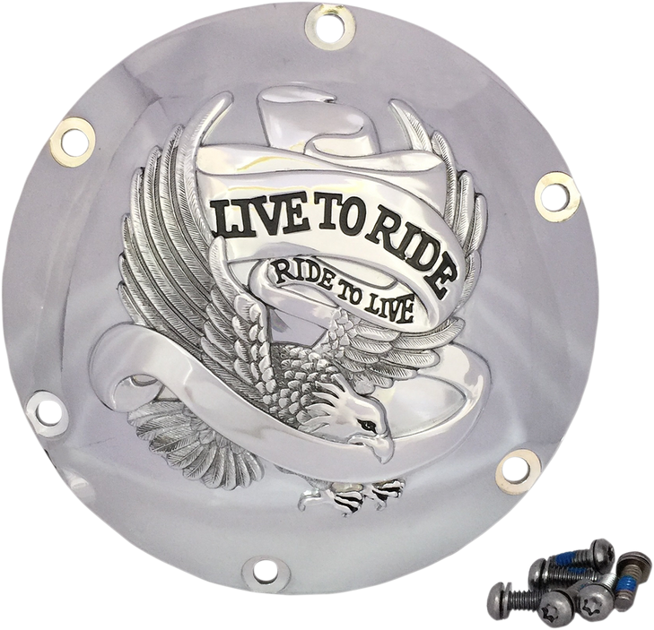 Drag Specialties Live To Ride Derby Cover - 6-Hole - Chrome