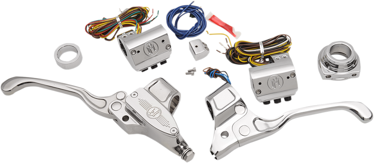 Performance Machine (Pm) Handlebar Control Set - Cable - 9/16" Master Cylinder - Chrome 0062-4019-Ch