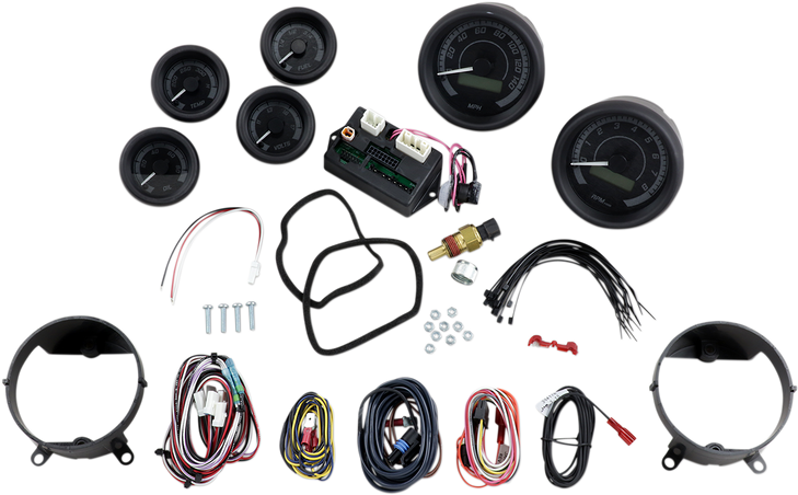 Dakota Digital Mvx-8K Series Analog/Digital 6-Gauge Kit - Black Bezel - Black Face With Gray Background Mvx-8600-Kg-K