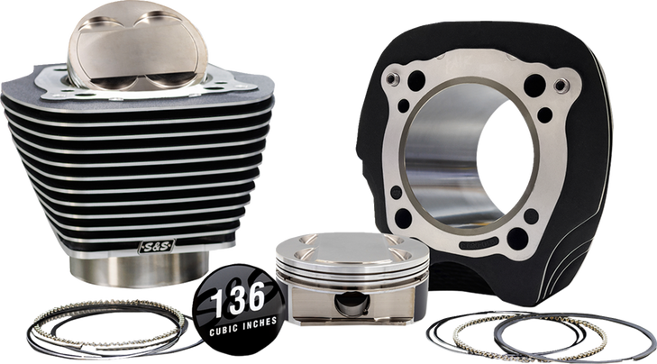 S&S Cycle Big Bore Kit Hc 136/132 4.320"Bore Blk Nohl Fins M8 2017-25 910-0910A