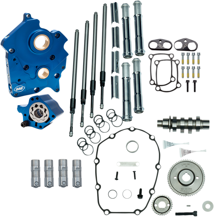 S&S Cycle Cam Chest Kit With Plate - Gear Drive - Water Cooled - 465 Cam - Chrome Pushrods -M8 310-1001A