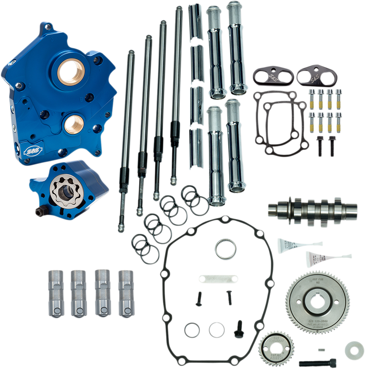S&S Cycle Cam Chest Kit With Plate - Gear Drive - Water Cooled - 475 Cam - Chrome Pushrods -M8 310-1002A