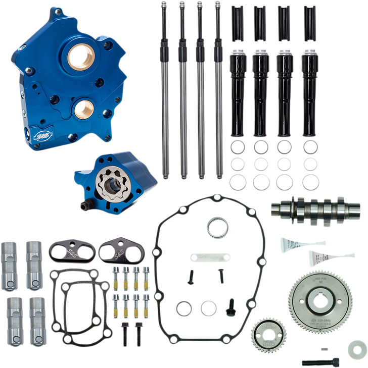 S&S Cycle Cam Chest Kit With Plate - Gear Drive - Oil Cooled - 475 Cam - Black Pushrods - M8 310-1014A