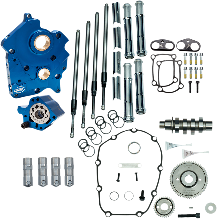 S&S Cycle Cam Chest Kit With Plate - Gear Drive - Oil Cooled - 475 Cam - Chrome Pushrods -M8 310-1006A