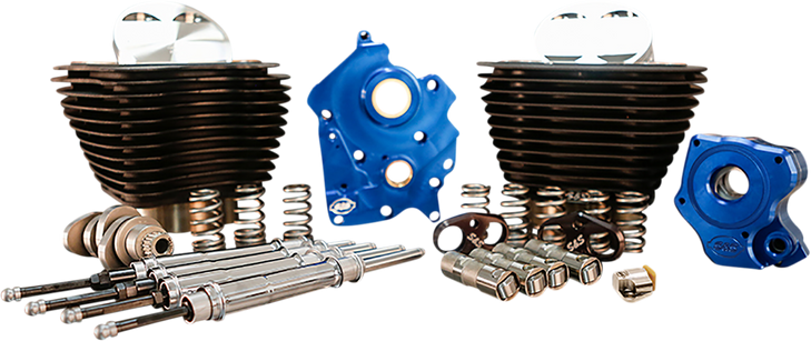 S&S Cycle 128" Power Package Engine Performance Kit - Chain Drive - Wrinkle Black With Non-Highlighted Fins 310-1105B