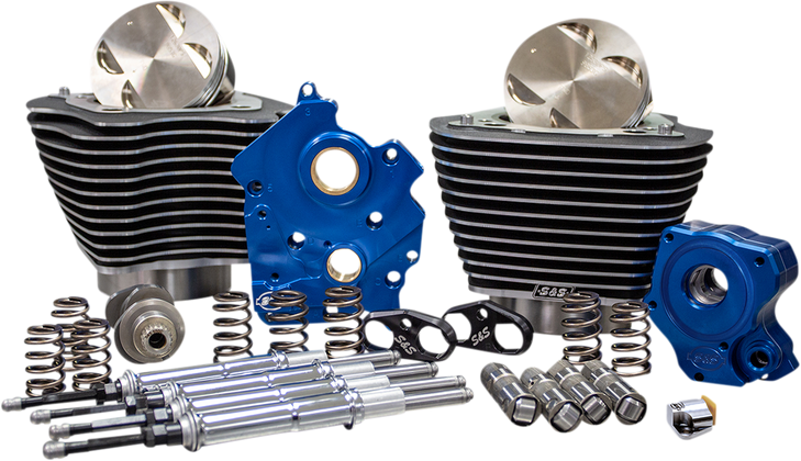 S&S Cycle 128" Power Package Engine Performance Kit - Chain Drive - Wrinkle Black With Highlighted Fins 310-1103B
