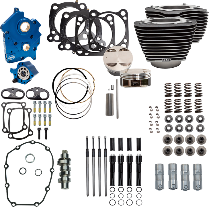 S&S Cycle Powerpak Oil Cool 4.25"Bore4.375"Stroke M8 Blk W/Hilight 310-1056C