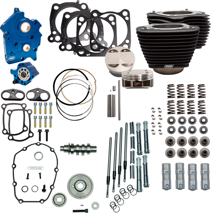 S&S Cycle Powerpack Oil Cool 4.25"Bore 4.5"Strokem8 Blk W/O Highlight 310-1106C