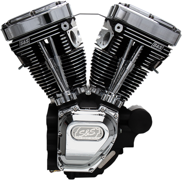 T124 Long Block Engine - Wrinkle Black And Chrome - Touring 310-0400A