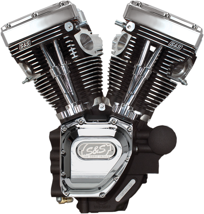 T143 Long Block Engine - Wrinkle Black And Chrome - Touring 310-0548A