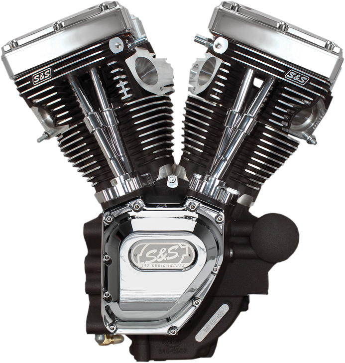 T143 Long Block Engine - Wrinkle Black And Chrome - Dyna 310-0883A
