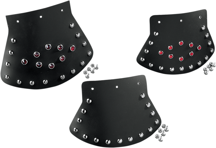 Drag Specialties Mud Flap - Studded With Plain Center - 9-1/2" W X 6-1/2" H