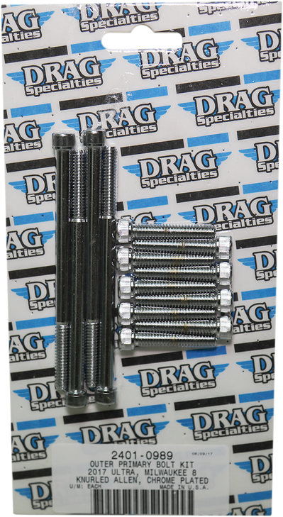 Drag Specialties Bolt Kit - Outer Primary - Chrome - Knurled - M8