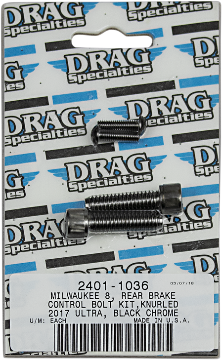 Drag Specialties Bolt Kit - Brake - Rear - Black/Chrome - Knurled - M8