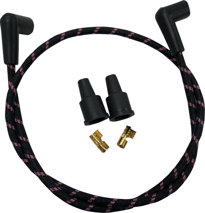 Drag Specialties Plug Wires - Braided - Black/Pink