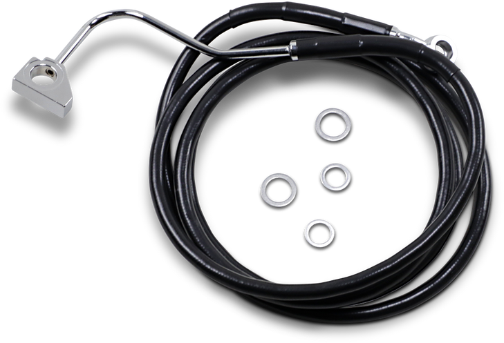 Drag Specialties Brake Line - Front (Upper) - Black - +10" With Abs