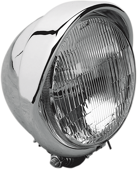 Drag Specialties H-4 Headlight With Visor- 5-3/4" - Chrome