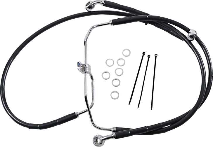 Drag Specialties Brake Line - Front - Black - +4" - Fxdf '08-'17