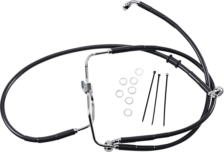 Drag Specialties Brake Line - Front - Black - +6" - Fxdf '08-'17