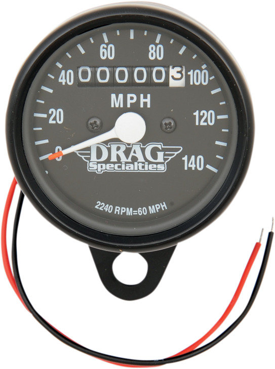 Drag Specialties 2.4" Mph Mini Led Mechanical Speedometer/Indicators - Black Housing - Black Face - 2240:60