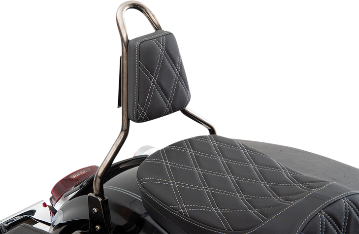 Drag Specialties Sissy Bar Pad - Double Diamond - Silver - Tapered