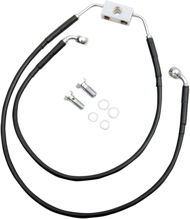 Drag Specialties Brake Line - Front - Black - +10" - Fxdwg '12-'17