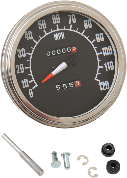 Drag Specialties 5" Mph Fl-Style 1:1 Speedometer - '68-'84 Black Face