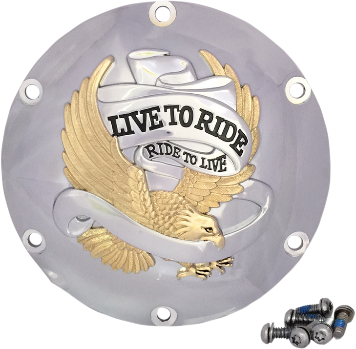 Drag Specialties Live To Ride Derby Cover - 6-Hole - Gold