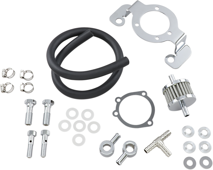 Drag Specialties Crankcase Breather With Support Bracket Kit - Big Twin