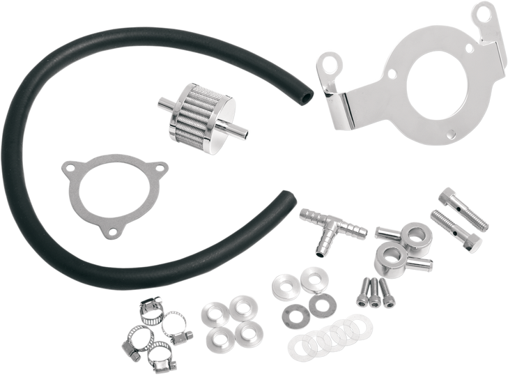 Drag Specialties Crankcase Breather With Support Bracket Kit - Dyna/Softail/Touring/Trike