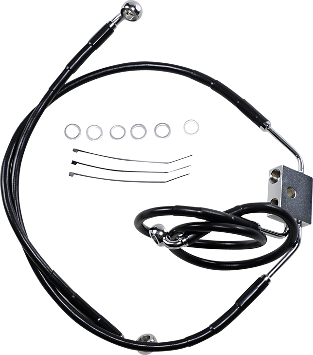 Drag Specialties Brake Line - Front - Black - +6" - Fxdf '12-'17