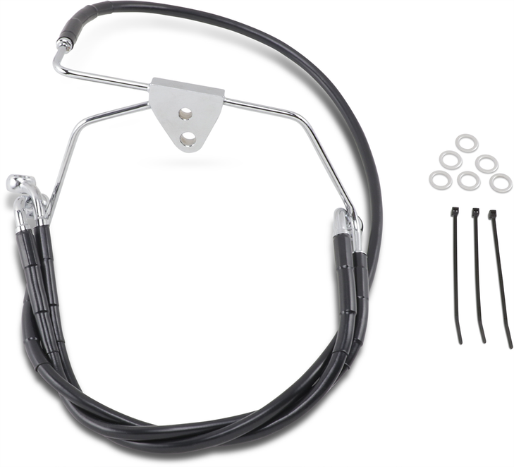 Drag Specialties Brake Line - Front - Black - +6" - Flh '96-'07