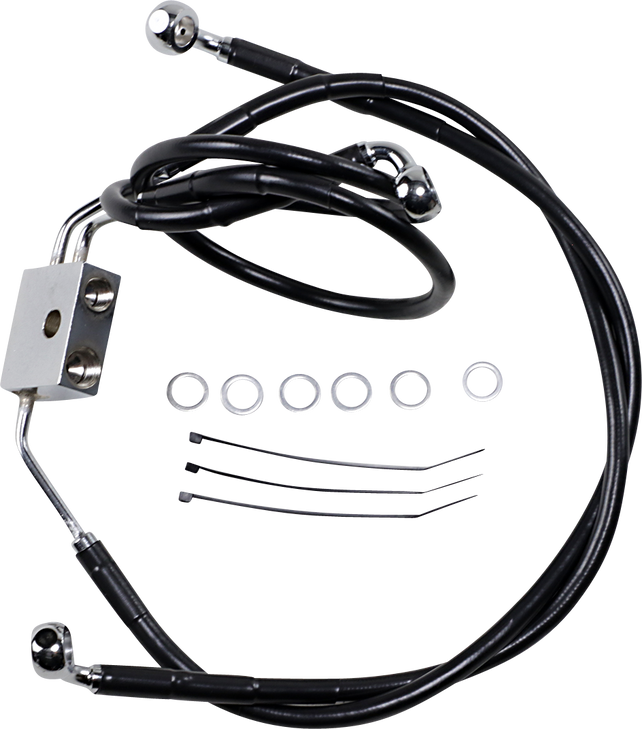 Drag Specialties Brake Line - Front - Black - +8" - Fxdf '12-'17
