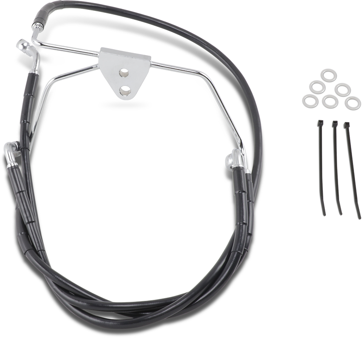 Drag Specialties Brake Line - Front - Black - +10" - Flh '96-'07