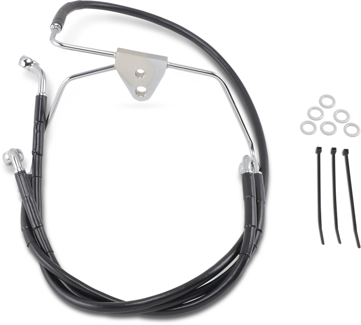Drag Specialties Brake Line - Front - Black - +8" - Flh '96-'07