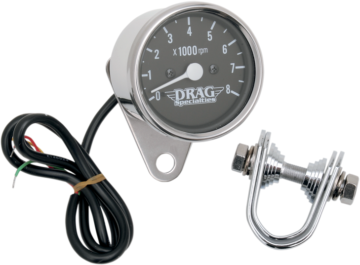 Drag Specialties 2.4" Mini Electronic Tach - Stainless Steel Housing - Backlit Led Black Face