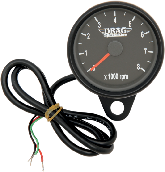 Drag Specialties Mini Electronic Tachometer - Black - Backlit Led Black Face - 2.4"