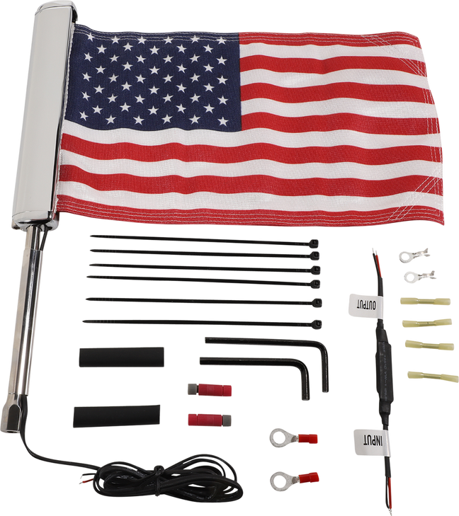 Ciro Led Flagpole - U.S. Flag - Chrome 70600