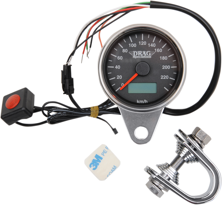 Drag Specialties Speedo 2.37"Pro Blk Km/H