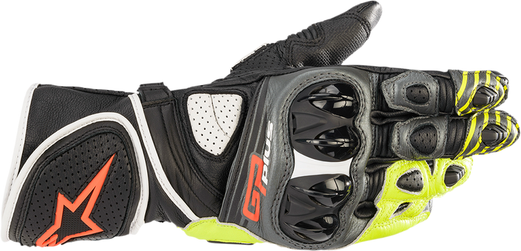 Gp Plus R V2 Gloves - Metallic Gray/Black/Fluo Yellow/Fluo Red - Small 3556520-9135-S