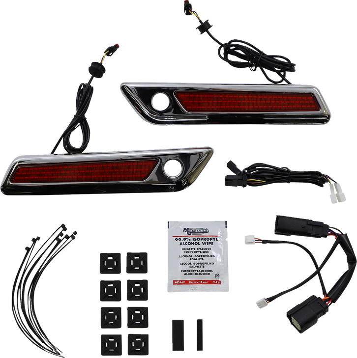 Custom Dynamics Latch Light - Saddlebag - Red - Chrome Cd-Sbl-Bcm-Rc
