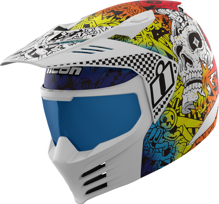 Icon Elsinore Helmet - Doodle 3 - White - Xs