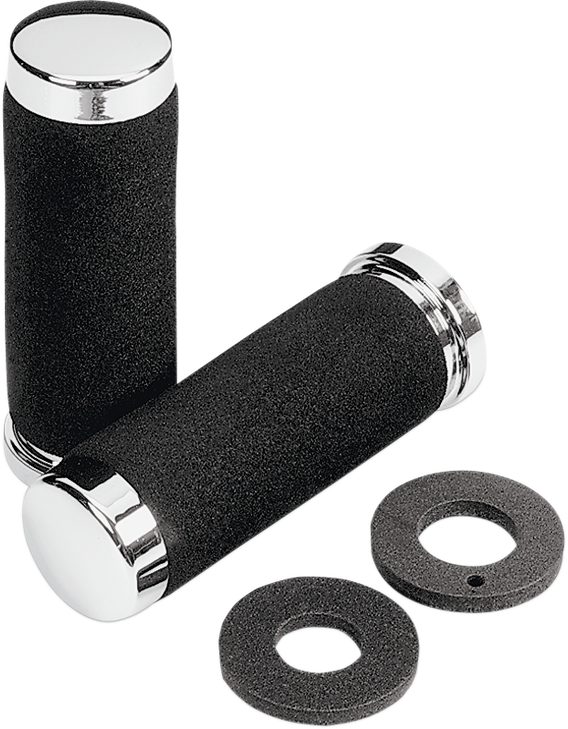 Parts Unlimited Grips - Foam - 1" - 150 Mm - Chrome