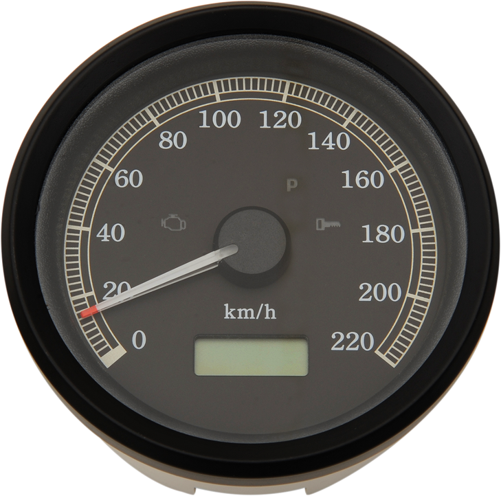 Drag Specialties 3-3/8" Kph Programmable Electronic Speedometer - Black Bezel - Black Face