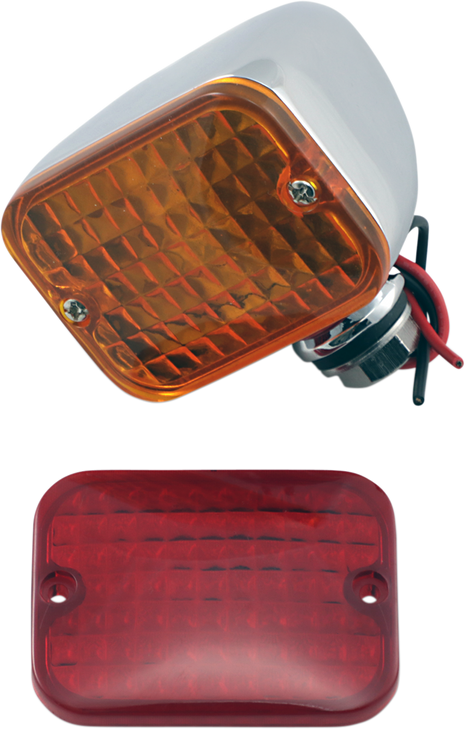 Drag Specialties Rectangular Market Light - Dual Filament - Amber/Red