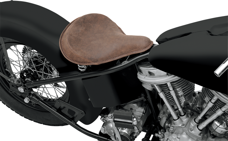 Drag Specialties Seat - Spring Solo - Large - Distressed Brown Leather/Perimeter Stitch