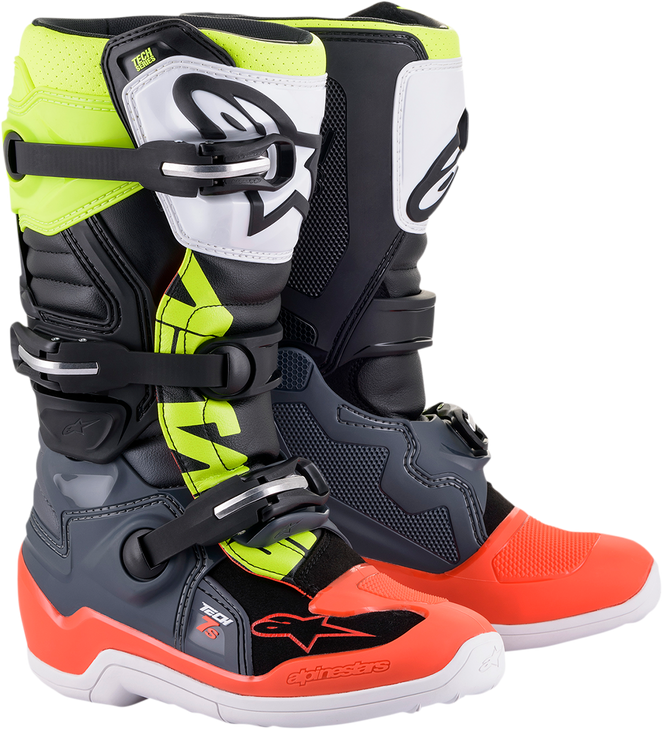 Youth Tech 7S Boots - Black/Gray/Red/White/Yellow - Us 7 2015017-9058-7
