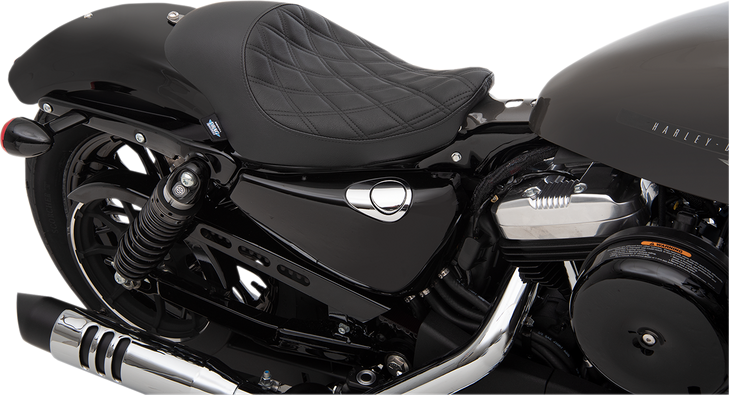 Drag Specialties 3/4 Solo Seat - Double Diamond - Black W/ Black Stitching - Xl '04-'22